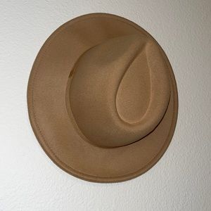 Tan felt fedora hat